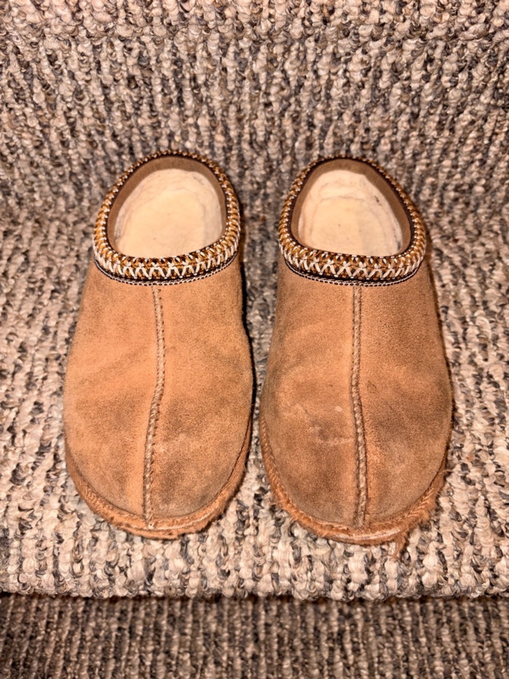 UGG Kids Suede Slip-On Slippers in Chestnut Brown